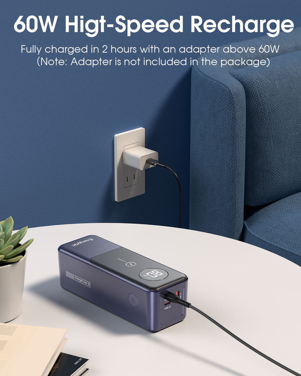 Single-port PD65W Notebook Charging Power Bank