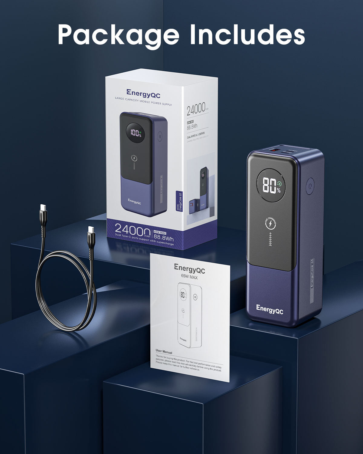 Single-port PD65W Notebook Charging Power Bank