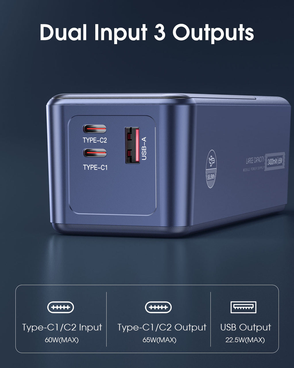 Single-port PD65W Notebook Charging Power Bank